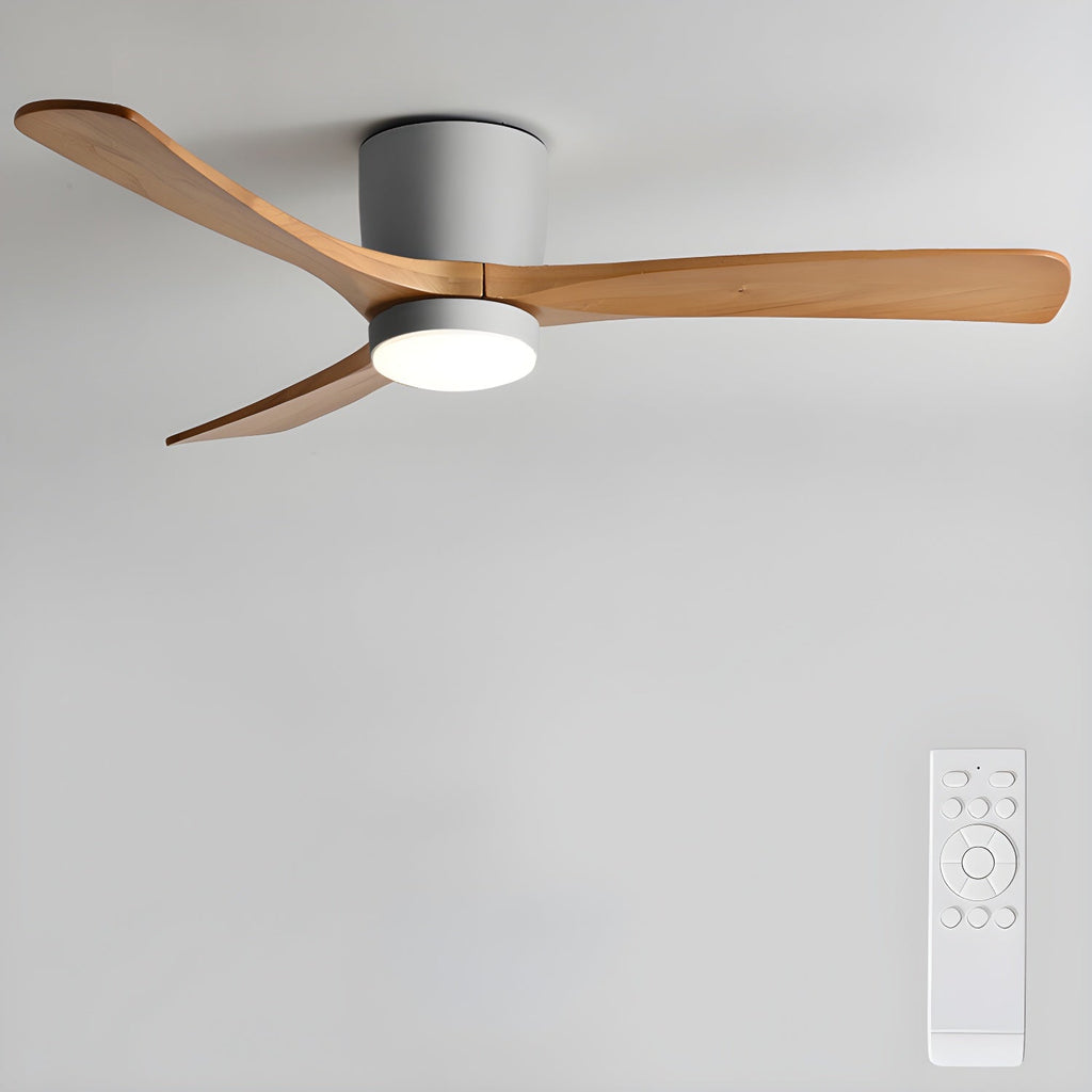 Ventilateur de plafond nordique en bois Ezra avec lumière