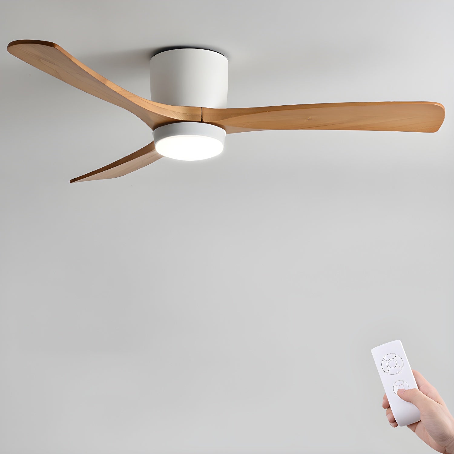 Plafonnier ventilateur moderne en bois Elena