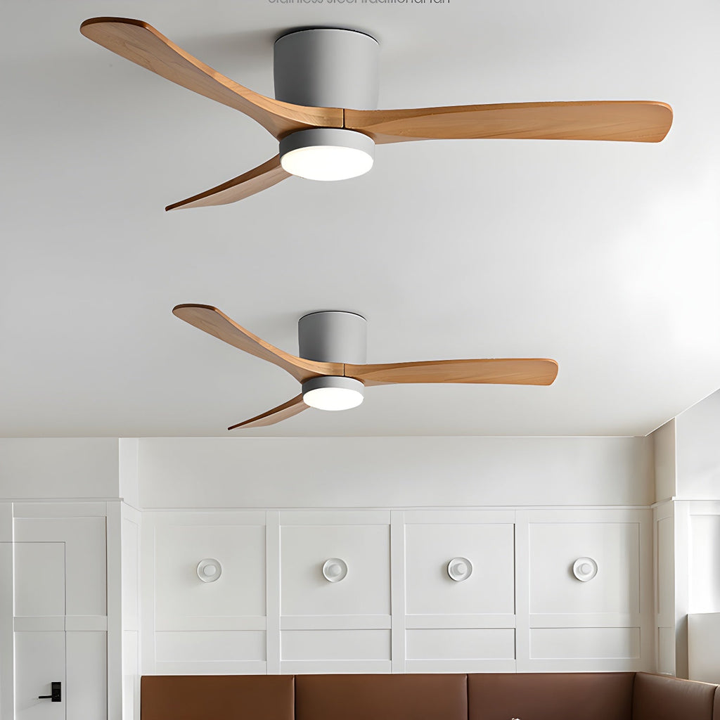 Ventilateur de plafond nordique en bois Ezra avec lumière