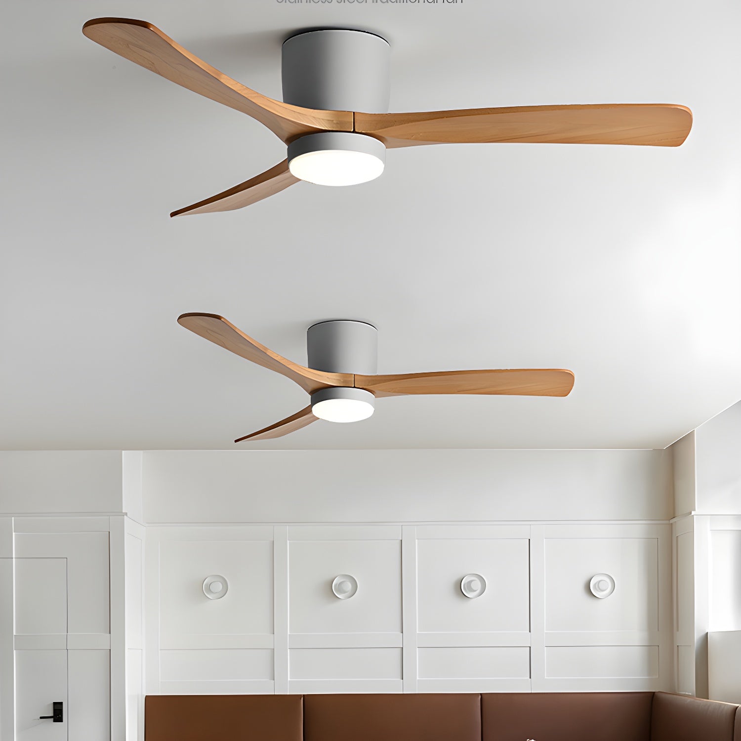 Ventilateur de plafond nordique en bois Ezra avec lumière
