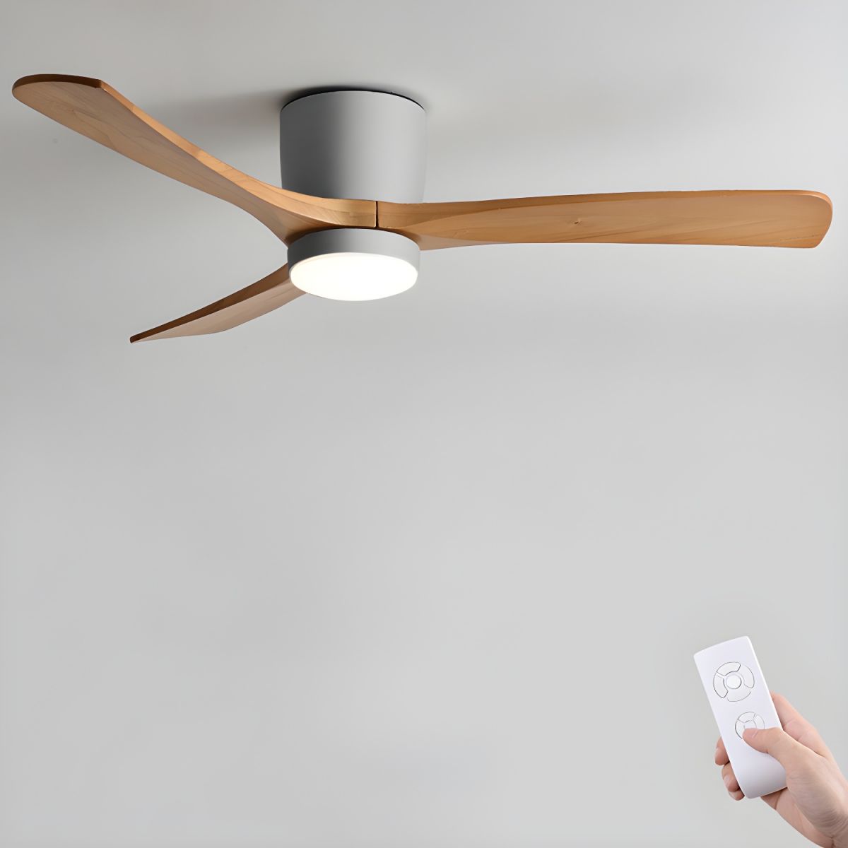 Plafonnier ventilateur moderne en bois Elena