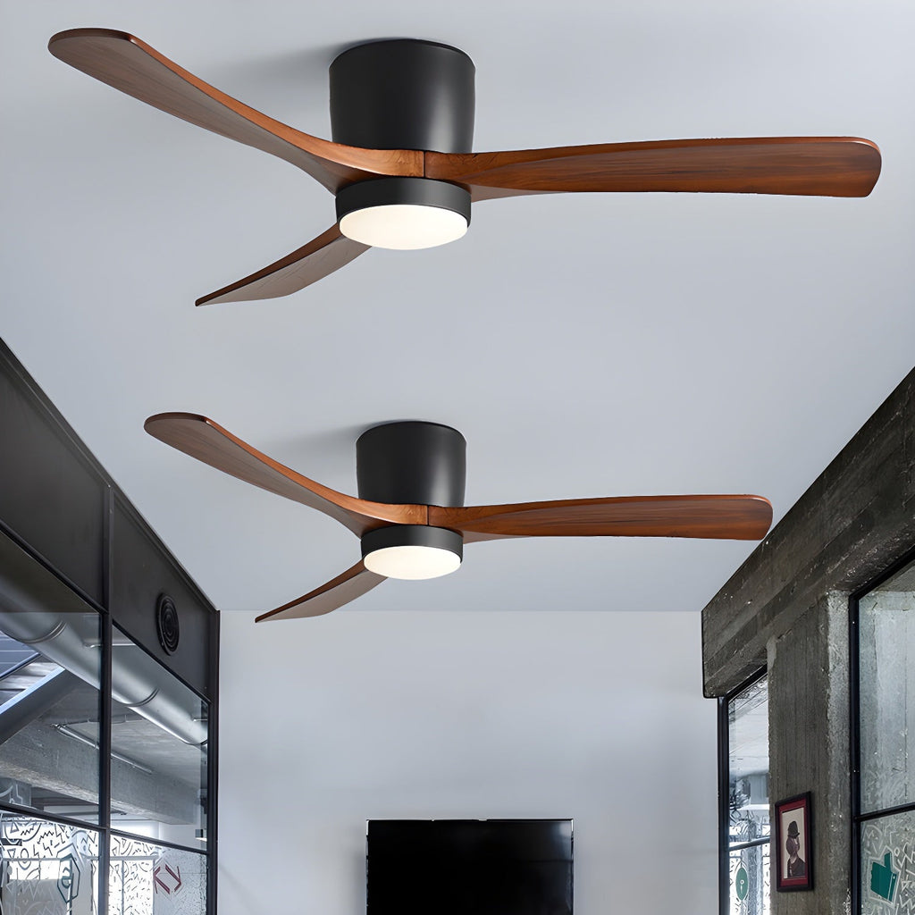 Ventilateur de plafond nordique en bois Ezra avec lumière