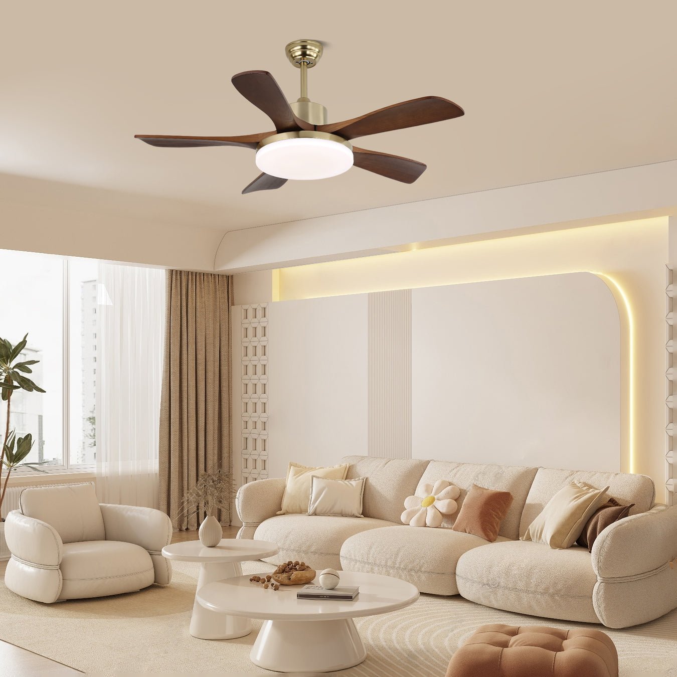 Ventilateur de Plafond Luminaire Aurelia en Bois