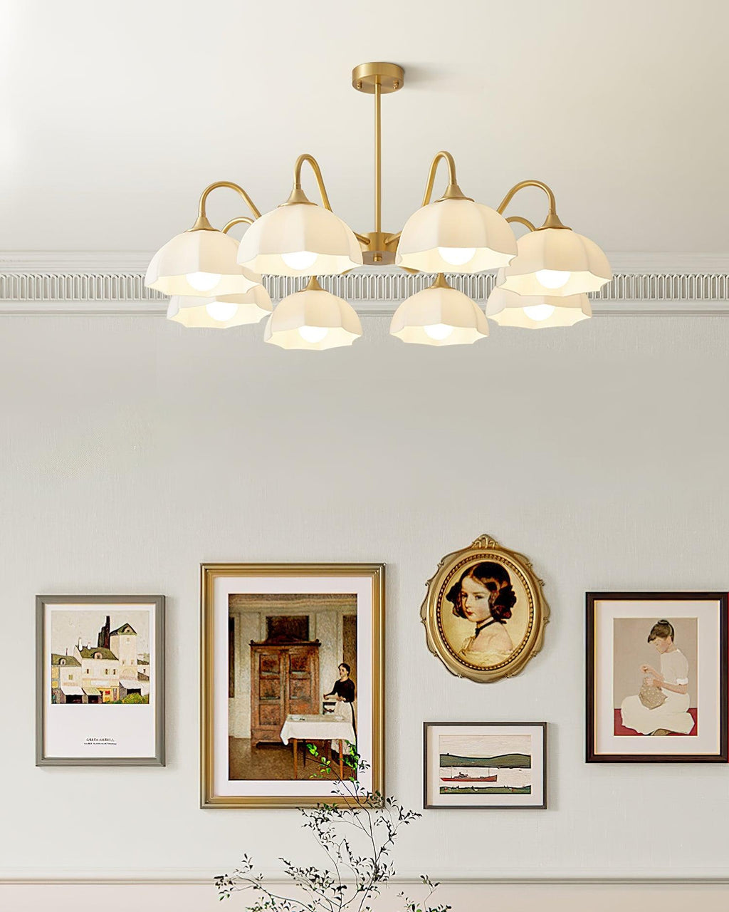 Lustra Lustre Bol En Verre Octagonal Cuivre Français