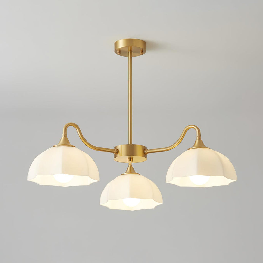 Lustra Lustre Bol En Verre Octagonal Cuivre Français