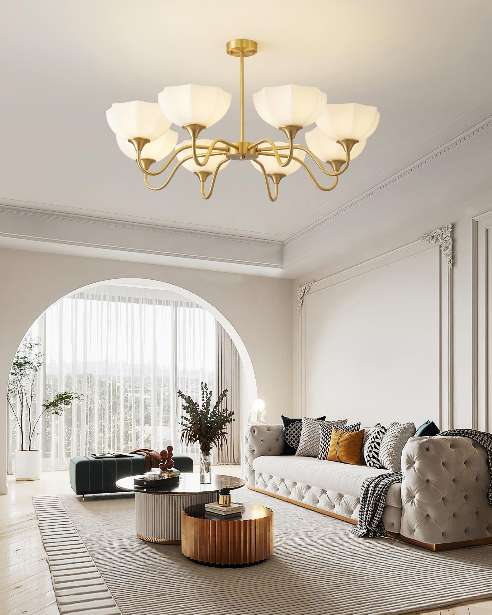 Lustra Lustre Bol En Verre Octagonal Cuivre Français