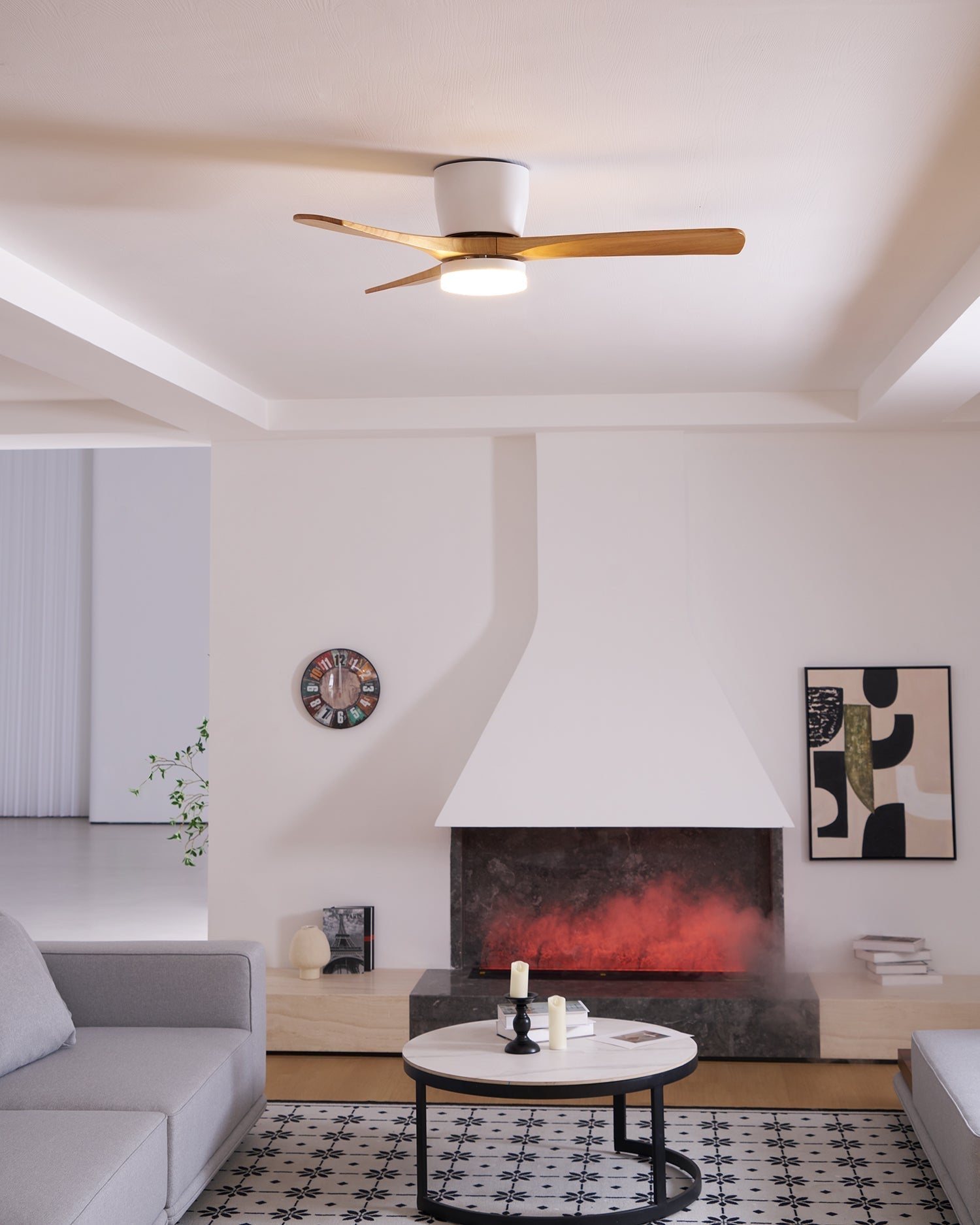 Plafonnier ventilateur moderne en bois Elena