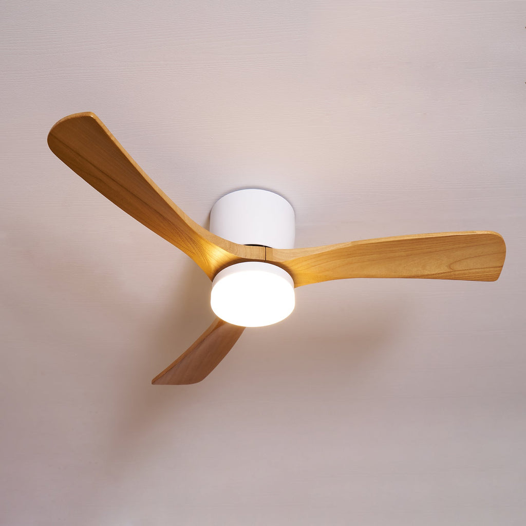 Ventilateur de plafond nordique en bois Ezra avec lumière
