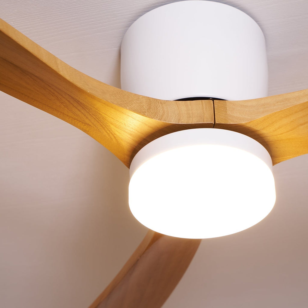 Ventilateur de plafond nordique en bois Ezra avec lumière