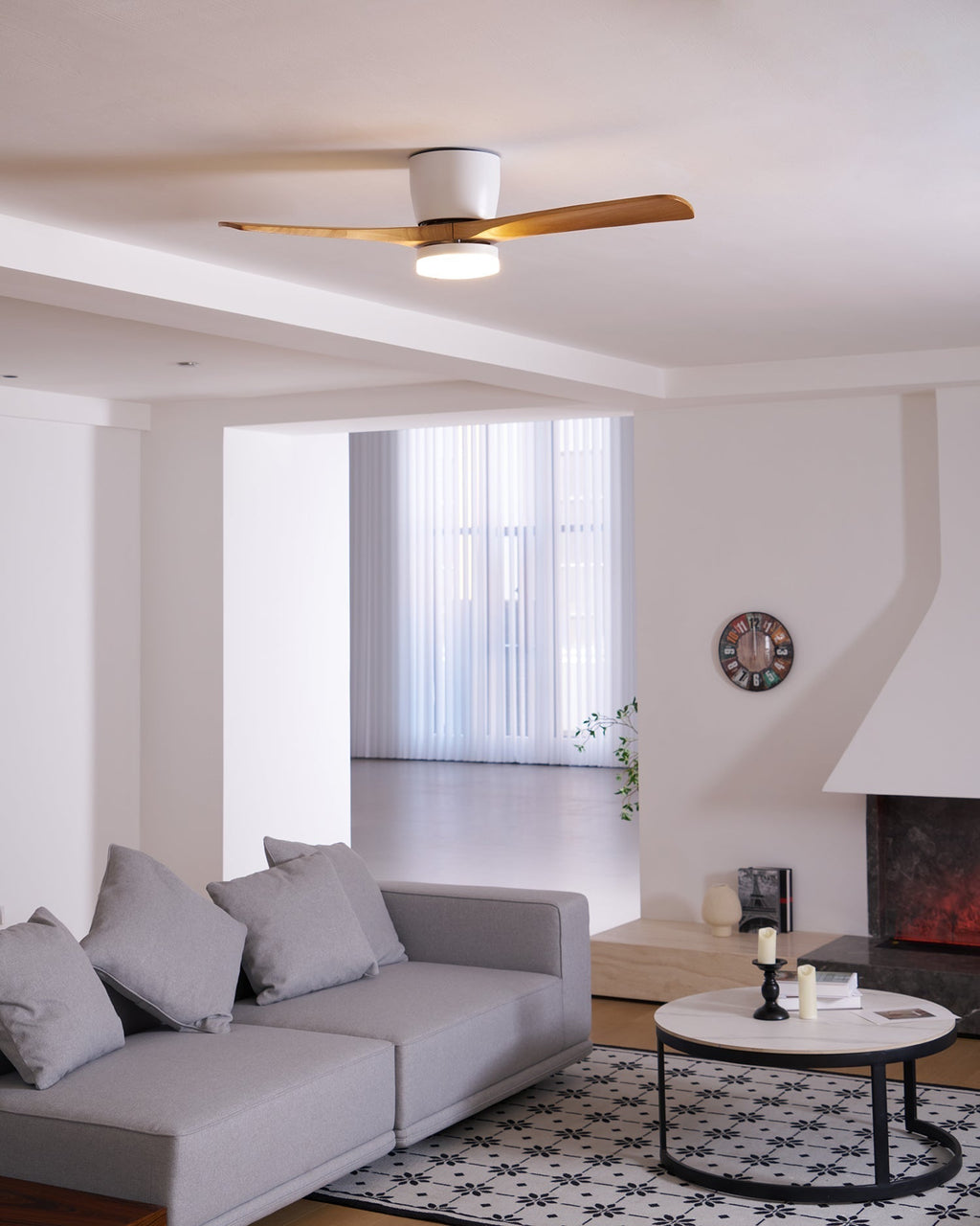 Plafonnier ventilateur moderne en bois Elena