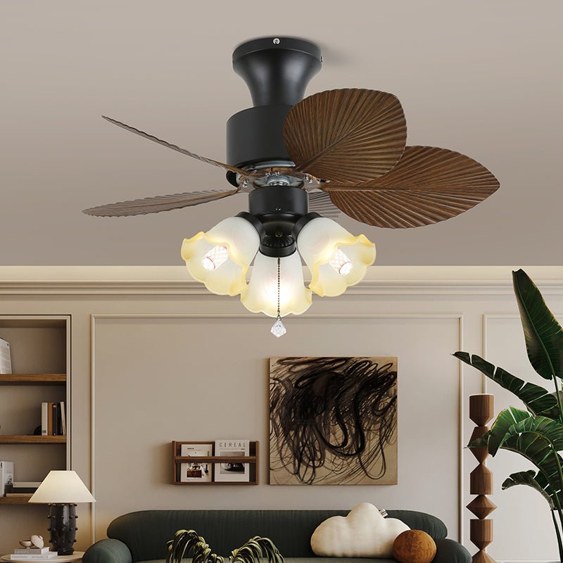 Plafonnier Ventilateur Liora Tropical en Verre