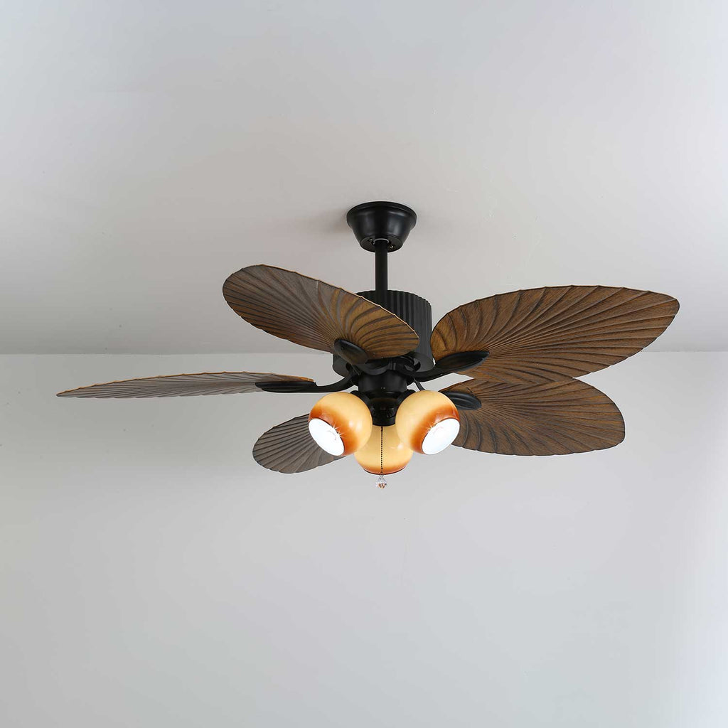 Avinionis Palm Whisper Plafonnier Ventilateur en Bois Vintage