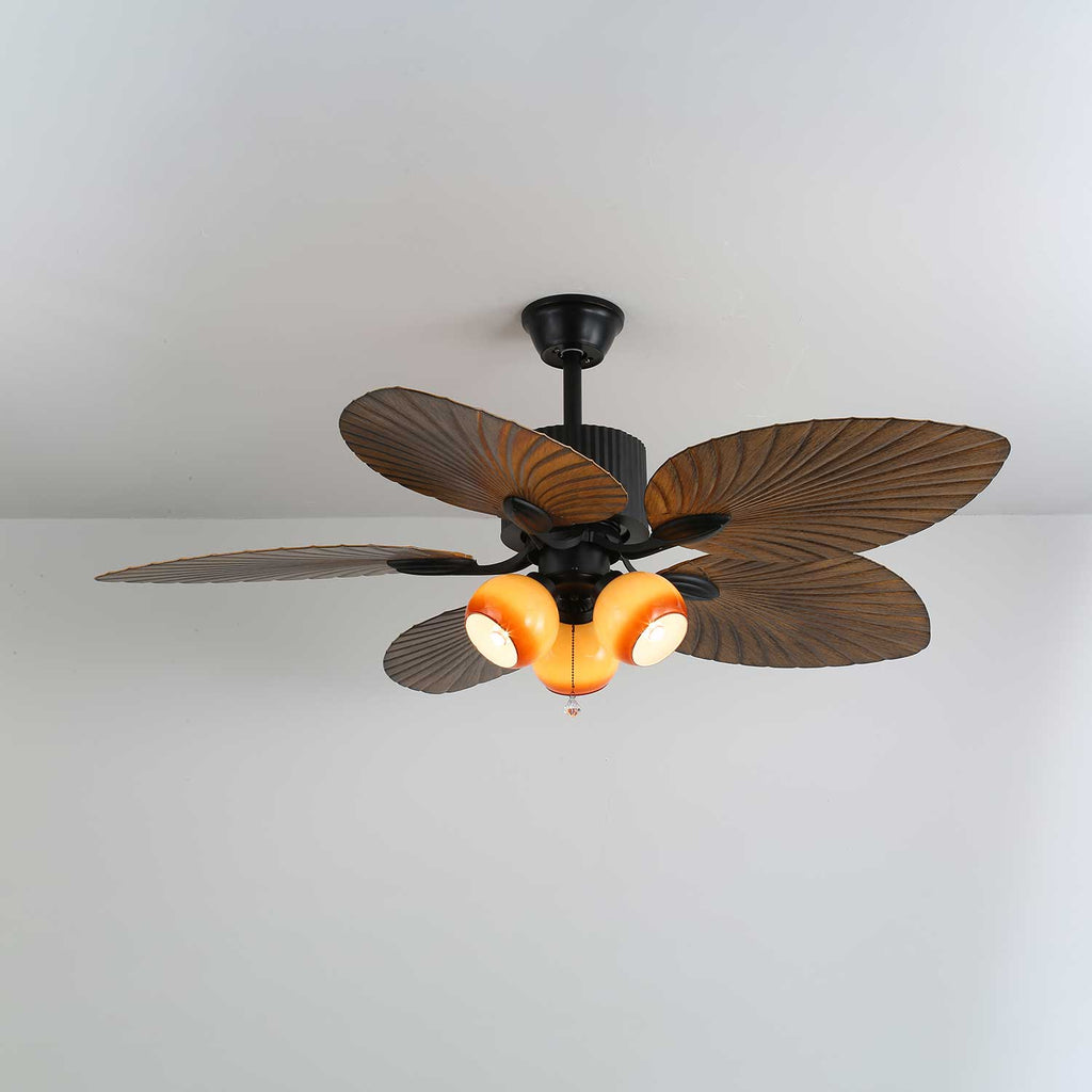 Avinionis Palm Whisper Plafonnier Ventilateur en Bois Vintage