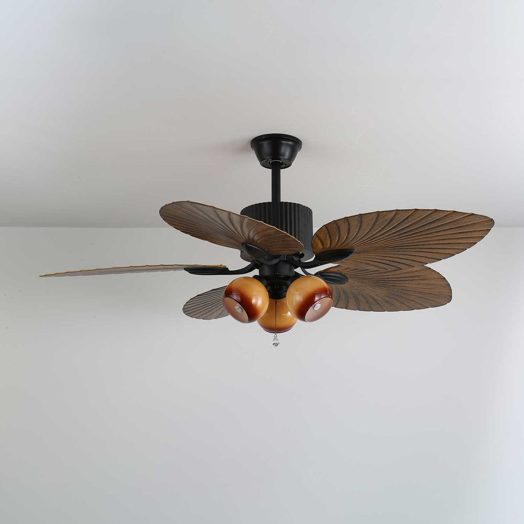 Avinionis Palm Whisper Plafonnier Ventilateur en Bois Vintage