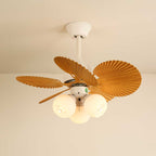Ventilateur de plafond Aurelia en bois et verre vintage avec lumière