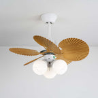 Ventilateur de plafond Aurelia en bois et verre vintage avec lumière