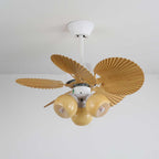 Ventilateur de plafond Aurelia en bois et verre vintage avec lumière