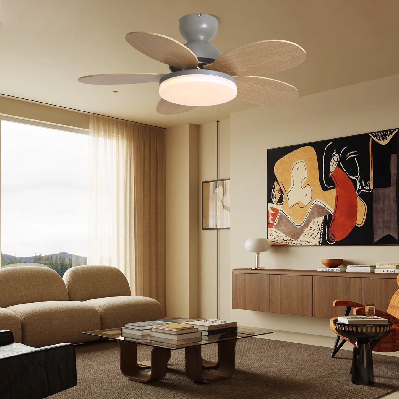 Liora Plafonnier Ventilateur pour Enfants en Verre Coloré