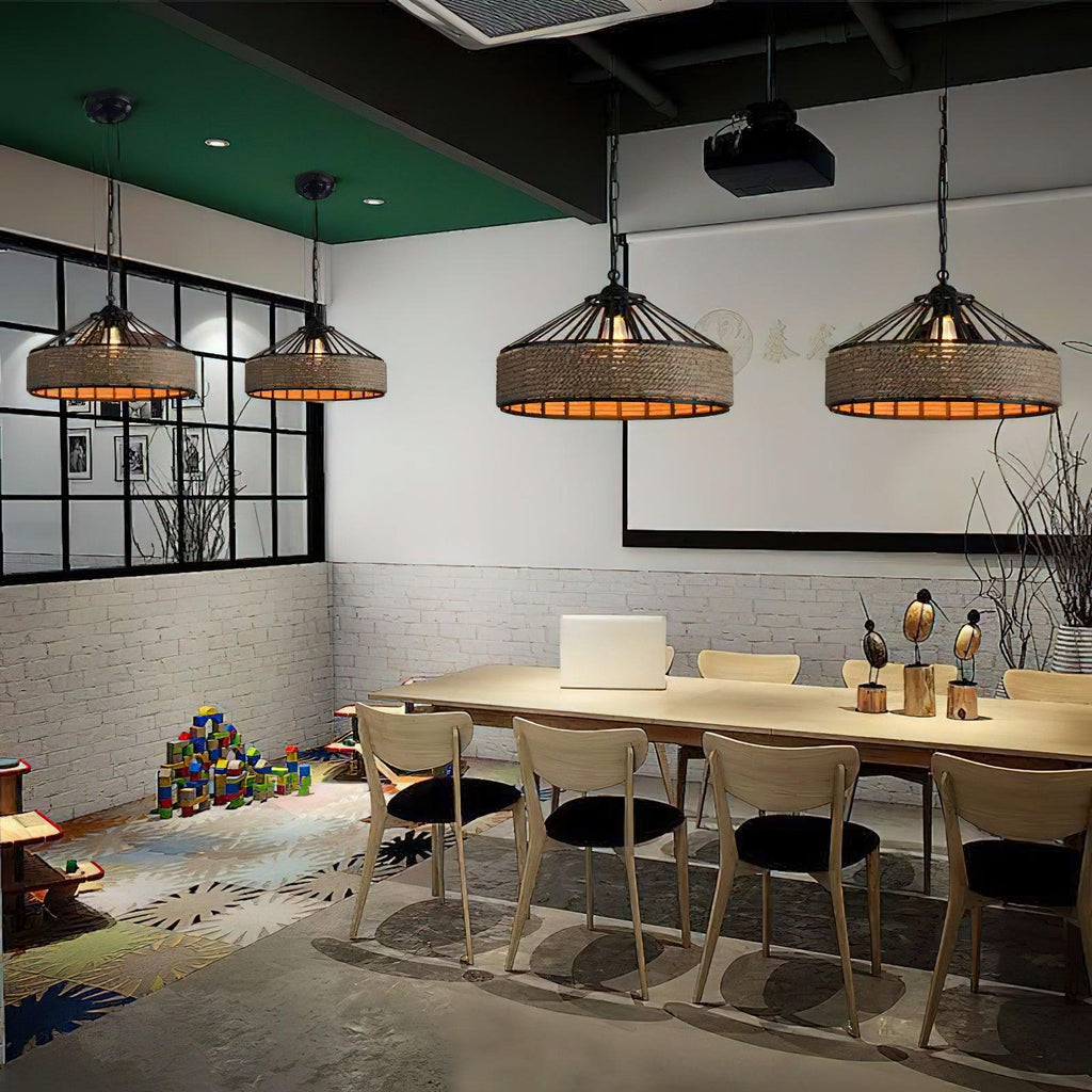Alshaan Lampe Suspension Exquise en Corde de Chanvre Rétro