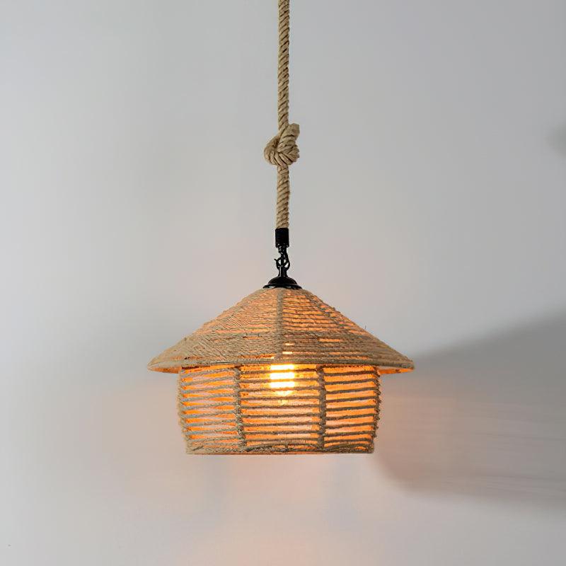 Alshaan Lampe Suspension Exquise en Corde de Chanvre Rétro