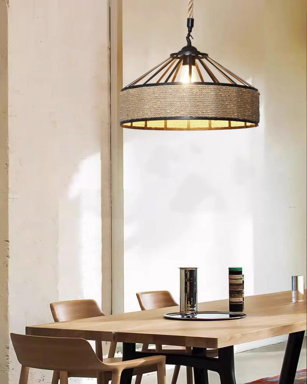Alshaan Lampe Suspension Exquise en Corde de Chanvre Rétro