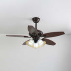 Plafonnier ventilateur Florence Vintage en bois et verre