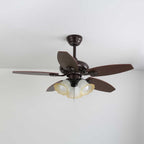 Plafonnier ventilateur Florence Vintage en bois et verre