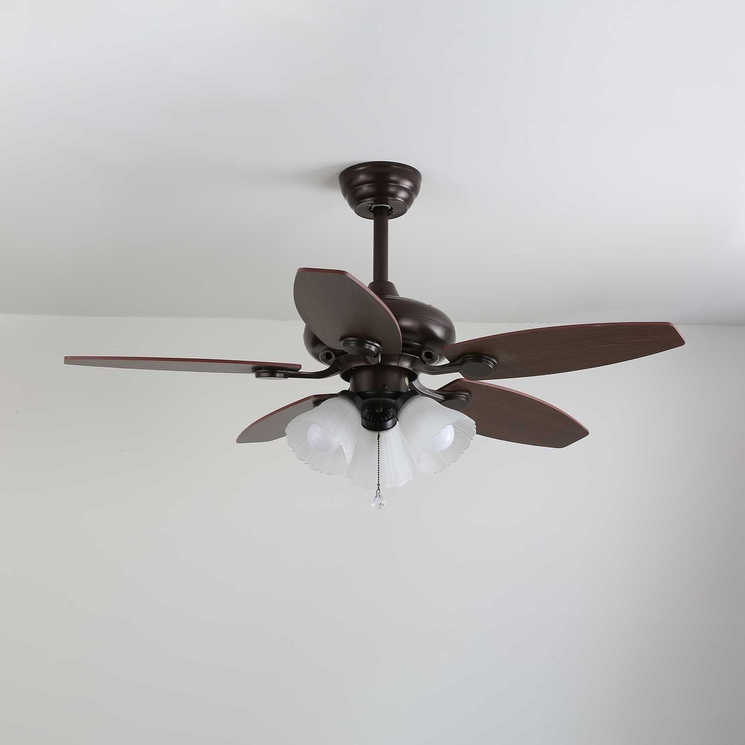 Plafonnier ventilateur Florence Vintage en bois et verre