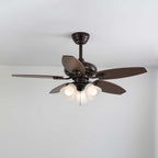 Plafonnier ventilateur Florence Vintage en bois et verre