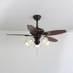 Plafonnier ventilateur Florence Vintage en bois et verre