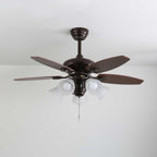 Plafonnier ventilateur Florence Vintage en bois et verre