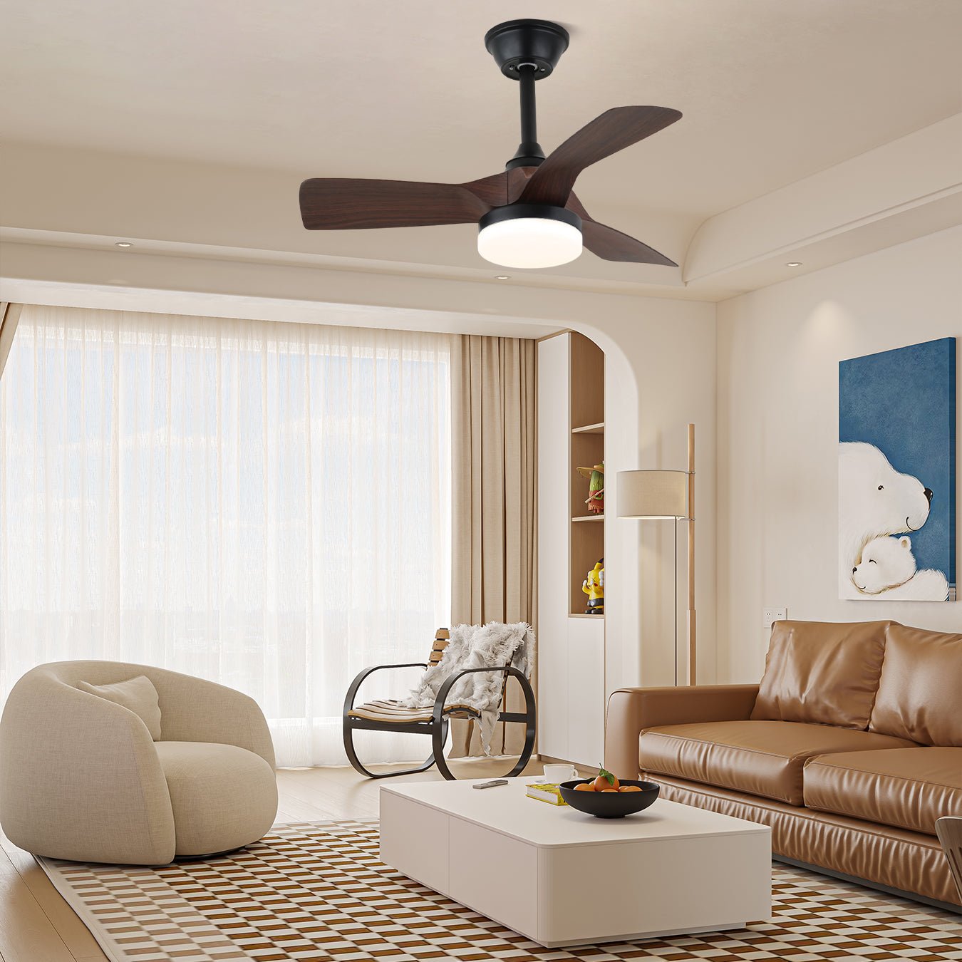 Plafonnier Ventilateur Orlen Minimaliste en Bois