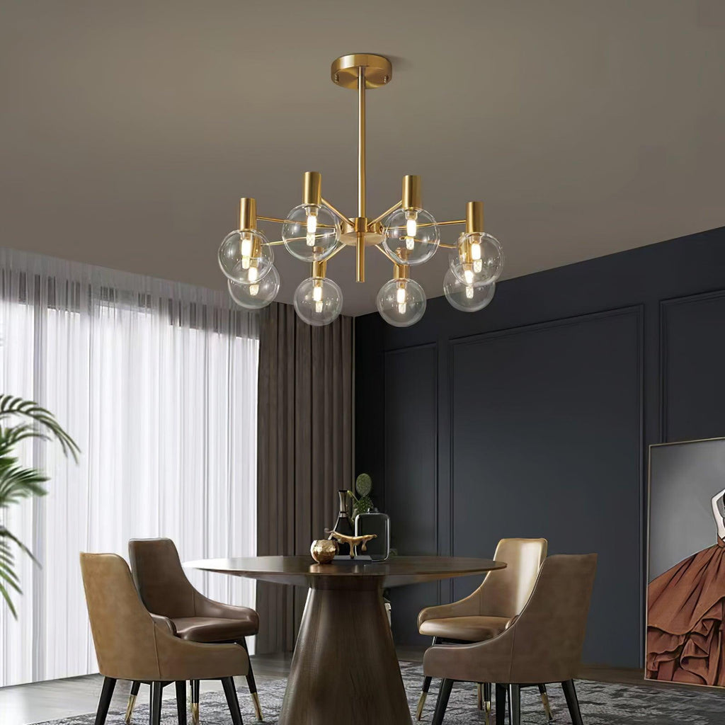Lustra Lustre Globe En Verre Cadre Doré Moderne