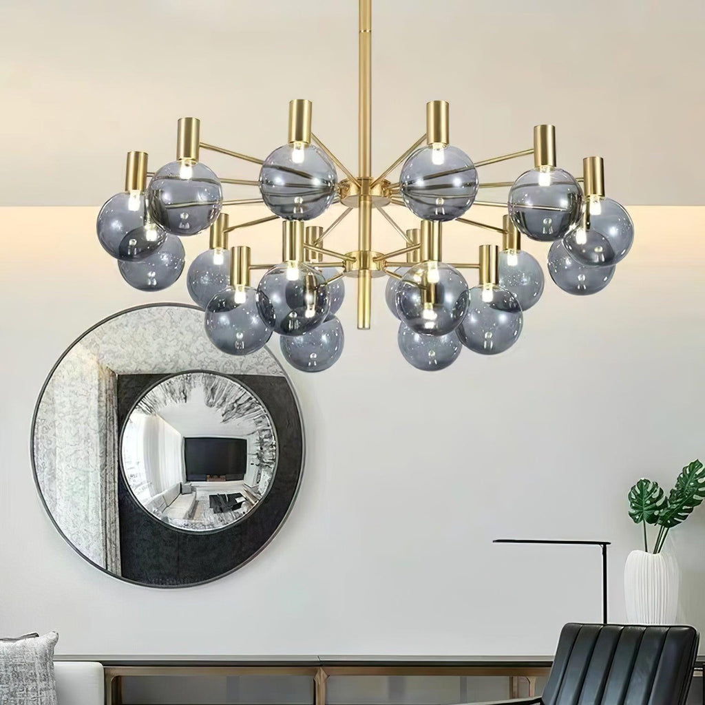Lustra Lustre Globe En Verre Cadre Doré Moderne