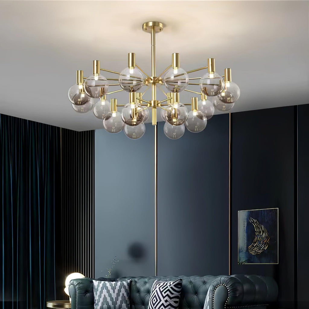 Lustra Lustre Globe En Verre Cadre Doré Moderne