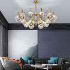 Lustra Lustre Globe En Verre Cadre Doré Moderne