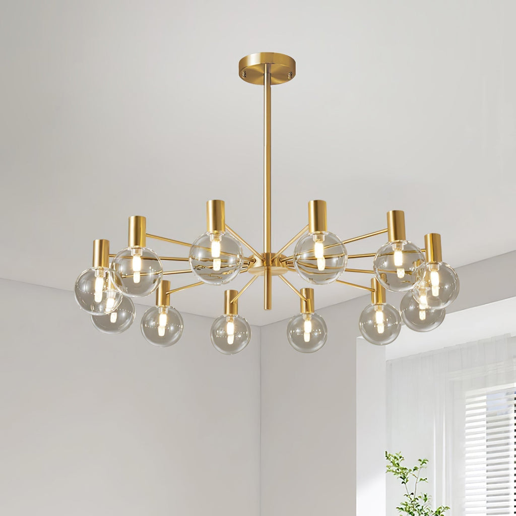 Lustra Lustre Globe En Verre Cadre Doré Moderne