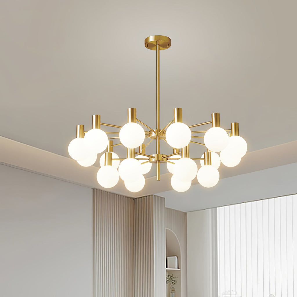 Lustra Lustre Globe En Verre Cadre Doré Moderne
