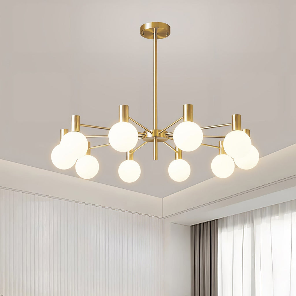 Lustra Lustre Globe En Verre Cadre Doré Moderne