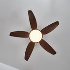 Aurelia Plafonnier Ventilateur Moderne Marron Effet Bois et Laiton