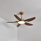 Aurelia Plafonnier Ventilateur Moderne Marron Effet Bois et Laiton
