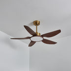 Aurelia Plafonnier Ventilateur Moderne Marron Effet Bois et Laiton