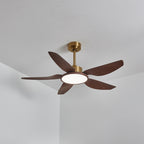 Aurelia Plafonnier Ventilateur Moderne Marron Effet Bois et Laiton