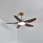 Aurelia Plafonnier Ventilateur Moderne Marron Effet Bois et Laiton