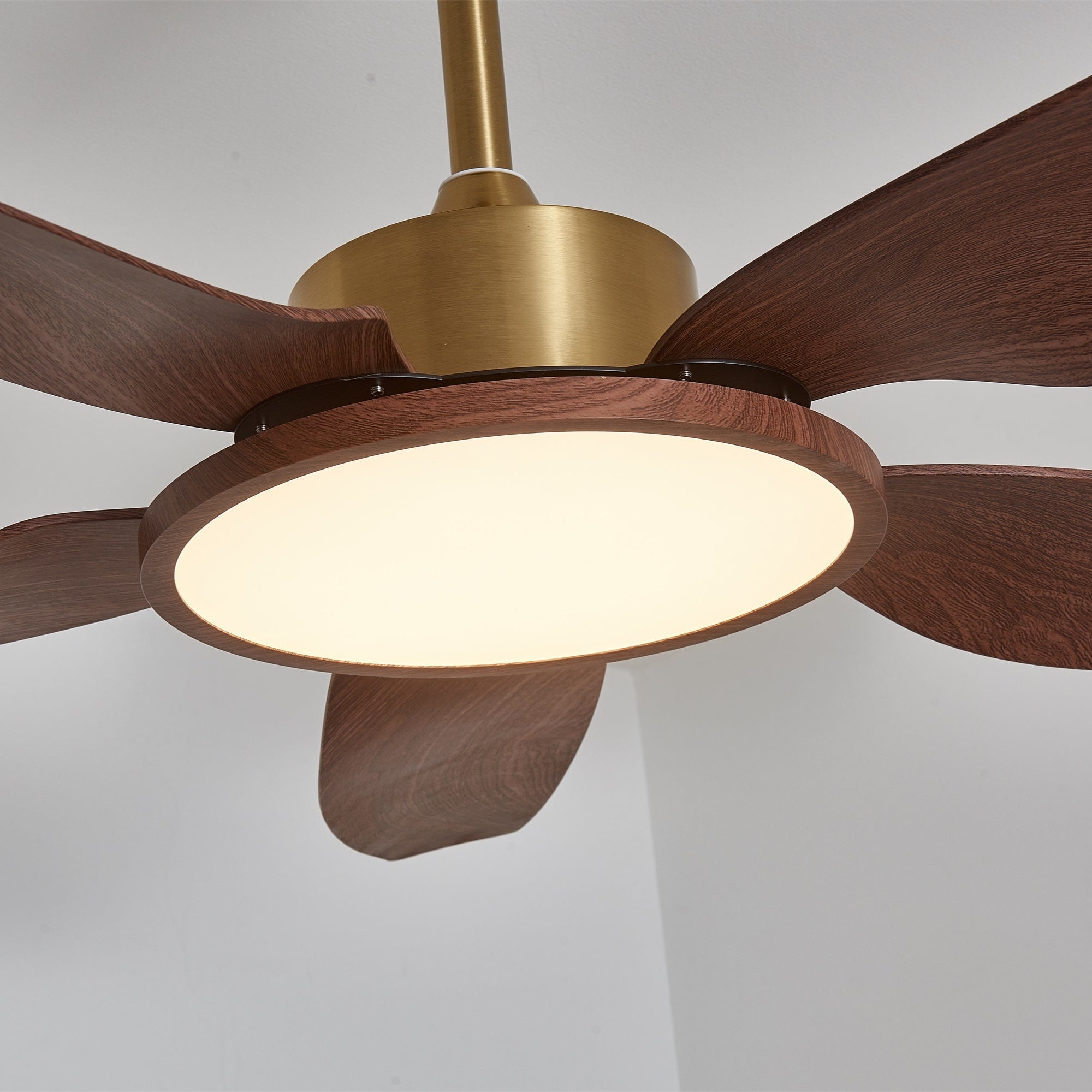 Aurelia Plafonnier Ventilateur Moderne Marron Effet Bois et Laiton