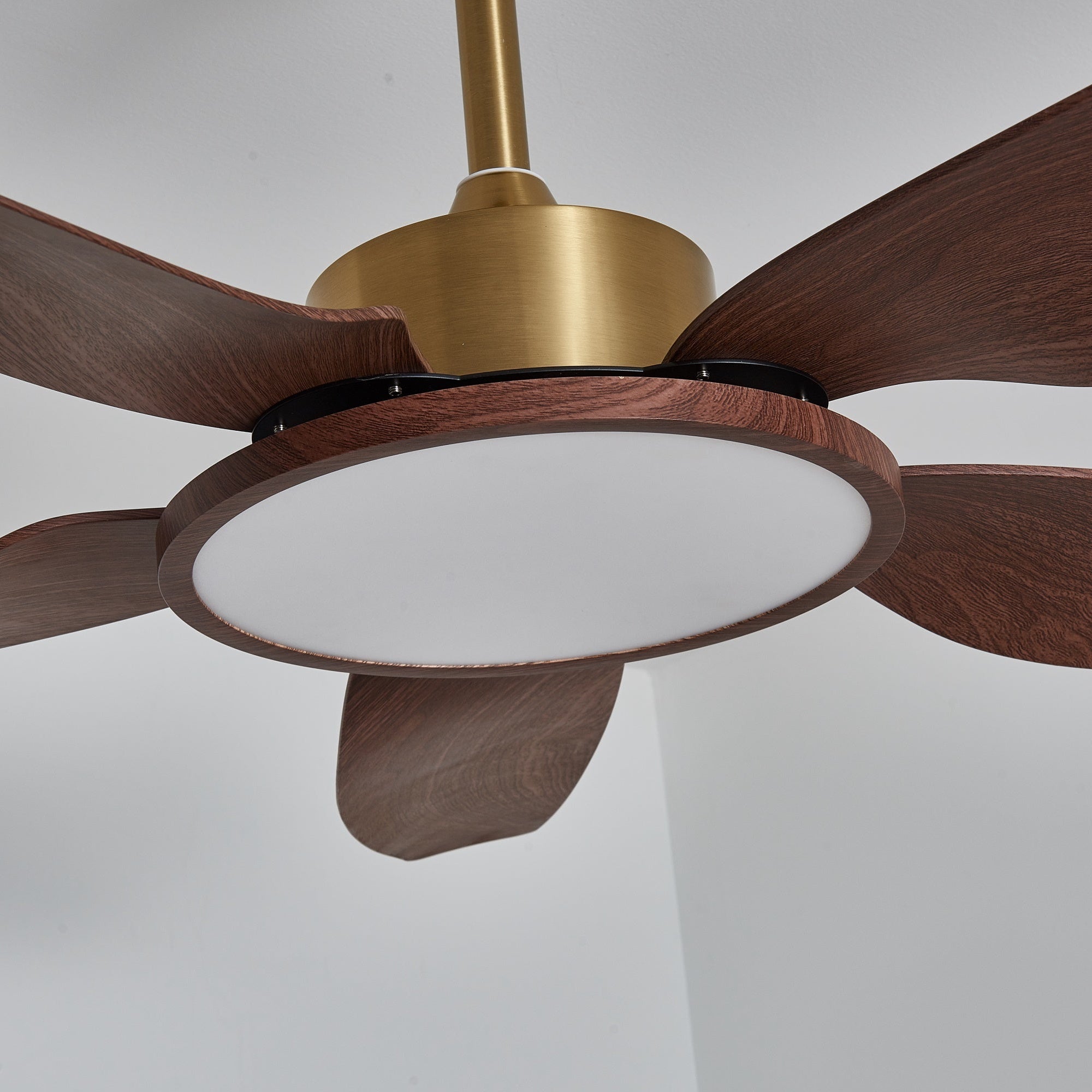 Aurelia Plafonnier Ventilateur Moderne Marron Effet Bois et Laiton