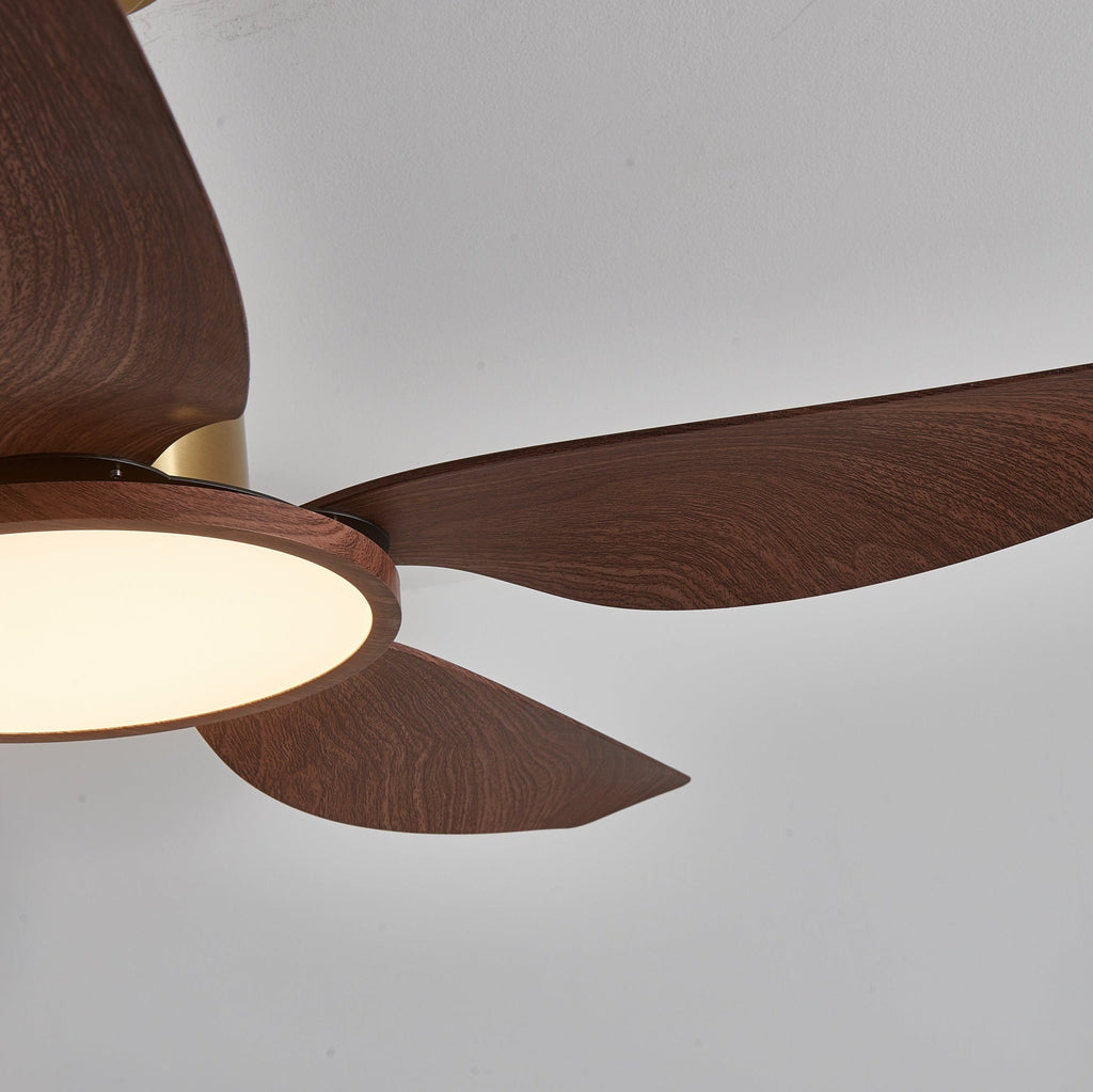 Aurelia Plafonnier Ventilateur Moderne Marron Effet Bois et Laiton