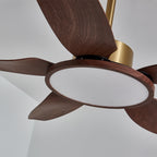 Aurelia Plafonnier Ventilateur Moderne Marron Effet Bois et Laiton