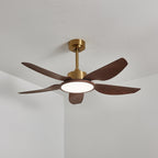 Aurelia Plafonnier Ventilateur Moderne Marron Effet Bois et Laiton