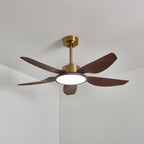 Aurelia Plafonnier Ventilateur Moderne Marron Effet Bois et Laiton